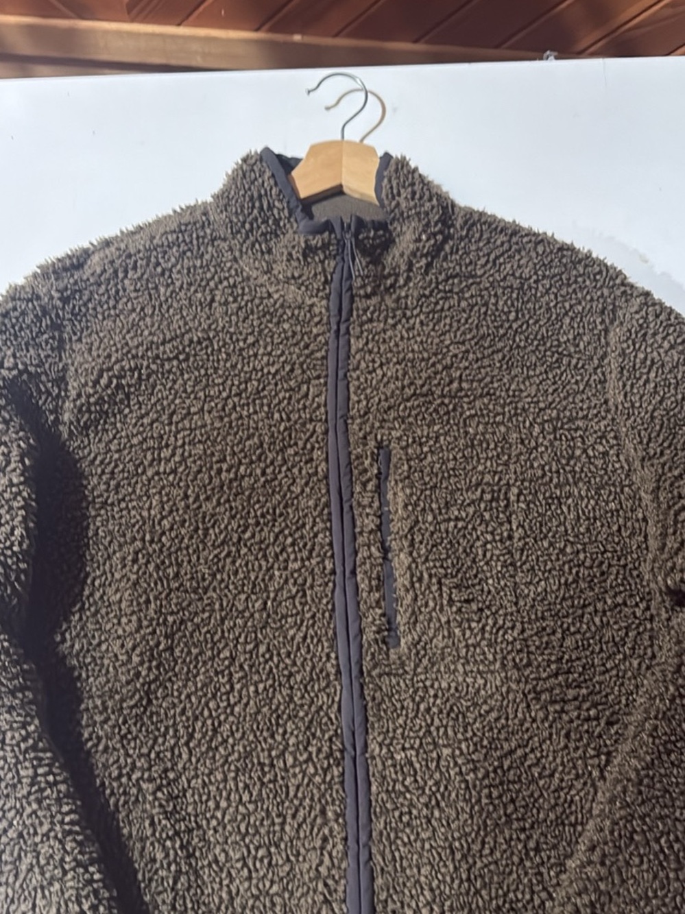 Abercrombie & Fitch Olive Sherpa Full-Zip Jacket